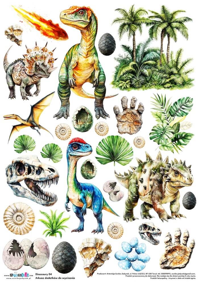 Arkusz dodatków do wycinania - Dinozaury 04