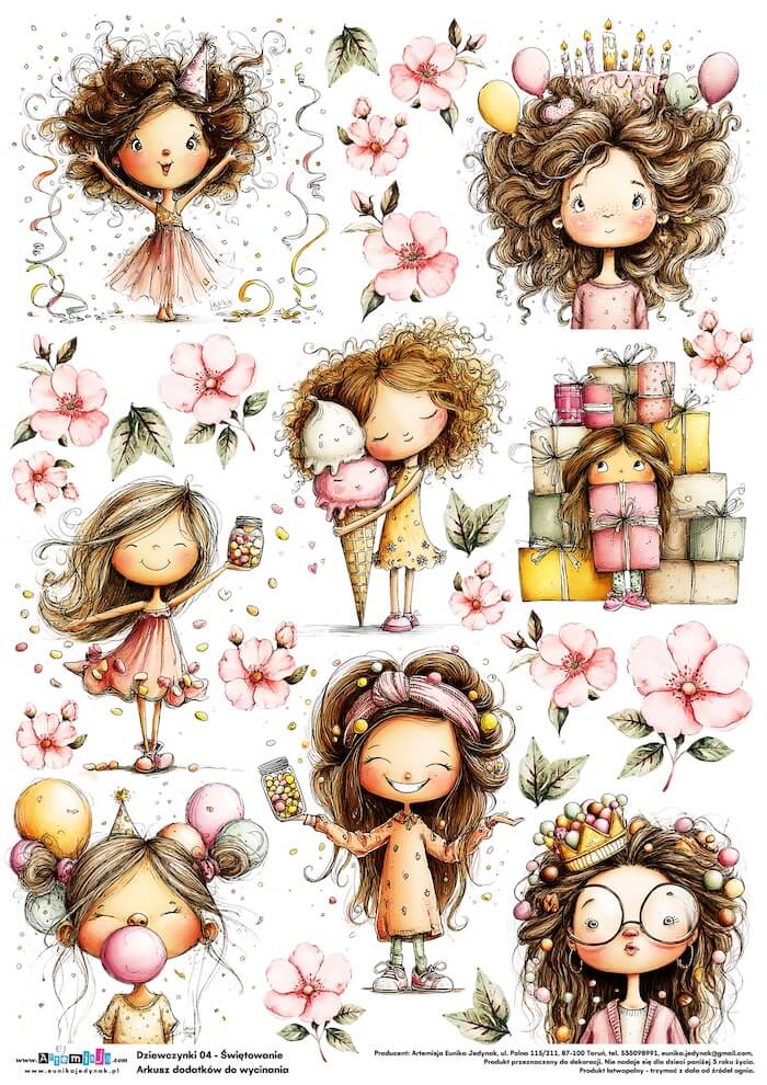 Arkusz dodatków do wycinania - Dziewczynki 04