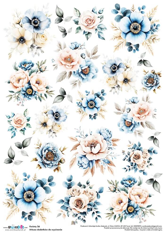 Arkusz dodatków do wycinania - Kwiaty 36