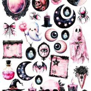 Arkusz dodatków do wycinania - Halloween 07 - Na różowo