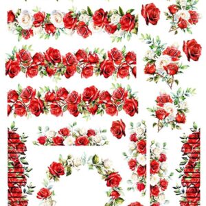 Arkusz dodatków do wycinania - Kwiaty 42 - Róże (bordery)