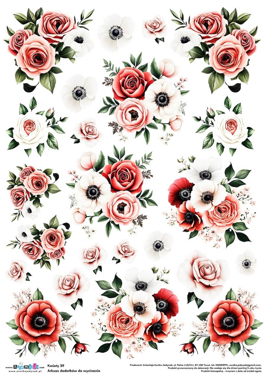 Arkusz dodatków do wycinania - Kwiaty 40
