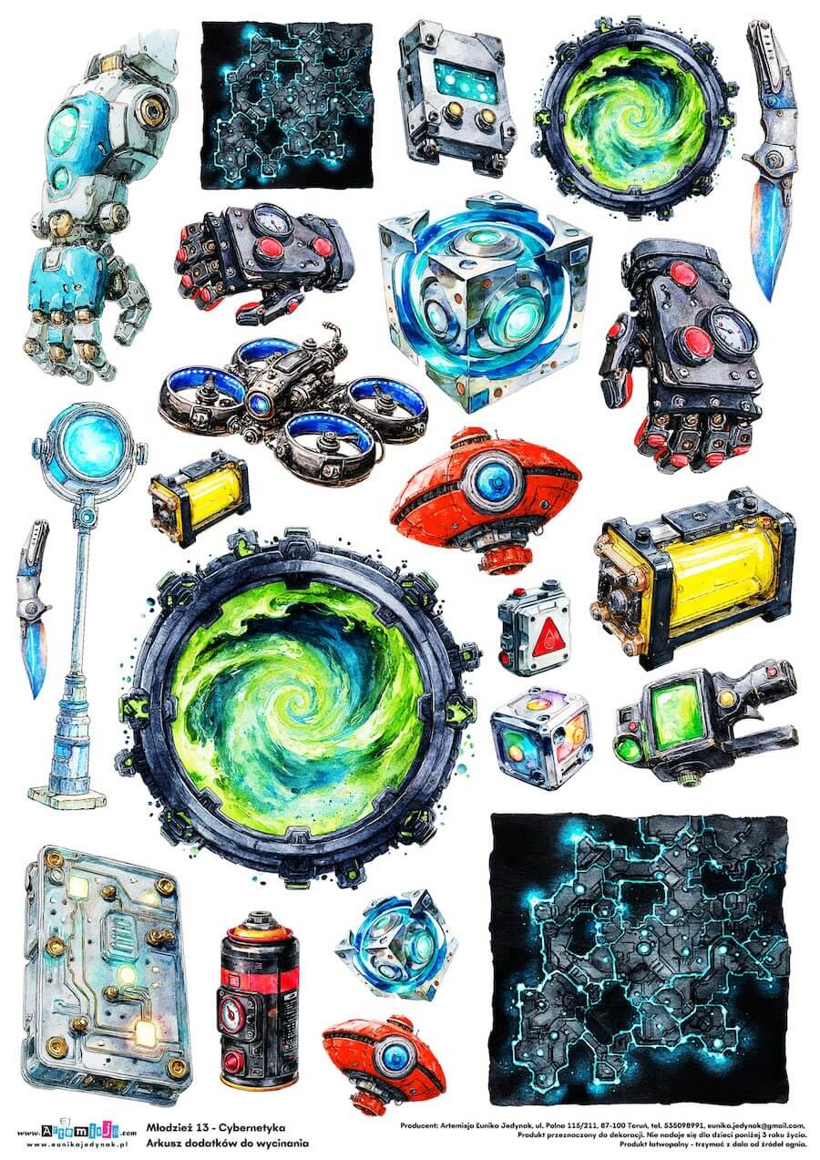 Arkusz dodatków do wycinania - Młodzież 13 - Cybernetyka