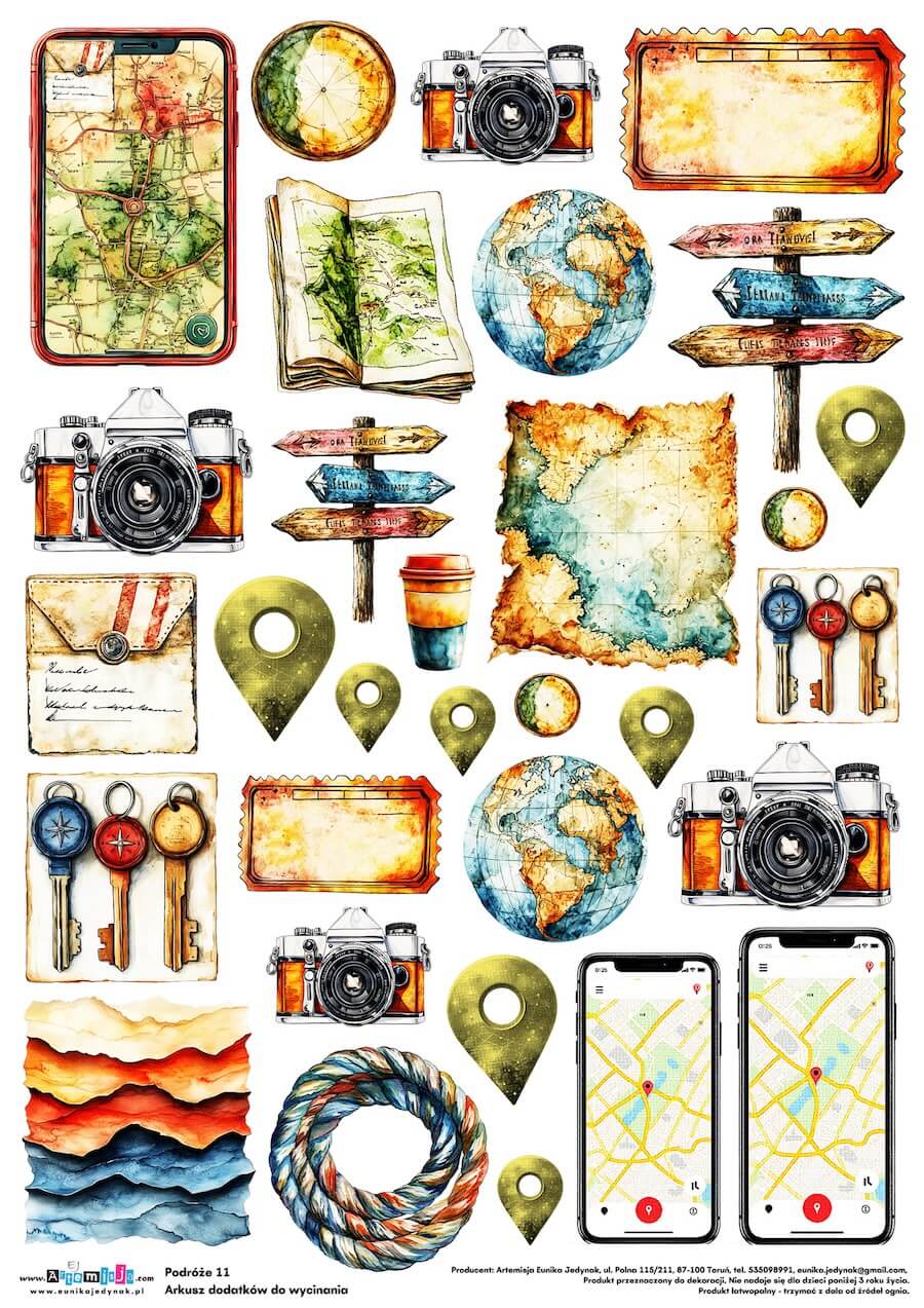 Arkusz dodatków do wycinania - Podróże 11