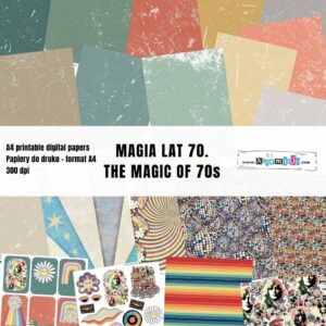 DUŻY ZESTAW PAPIERÓW DO DRUKU ARTEMISJA DIGITAL - MAGIA LAT 70. 20 arkuszy