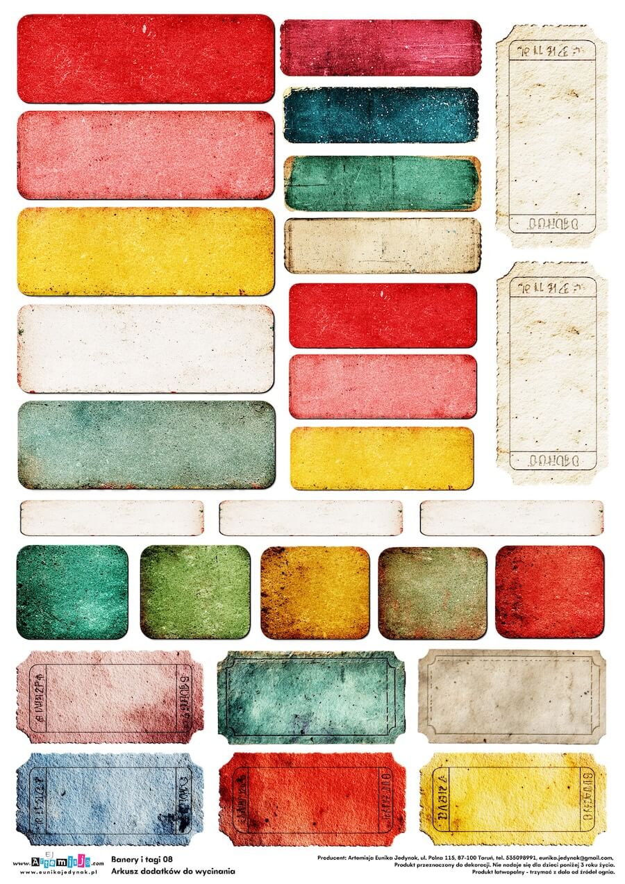 Arkusz dodatków do wycinania - Banery i tagi 08