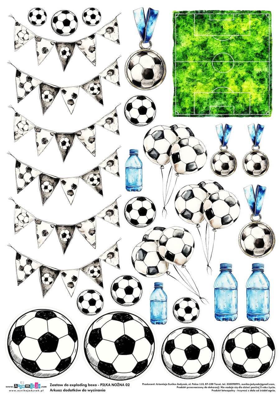 Arkusz grafik do wycinania - Zestaw do exploading boxa - Piłka nożna 01b