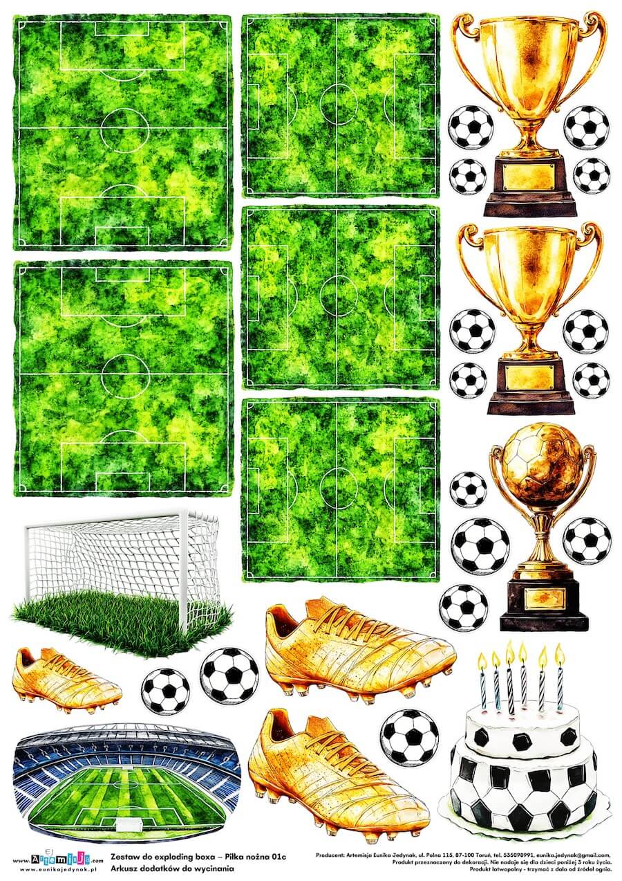 Arkusz grafik do wycinania - Zestaw do exploading boxa - Piłka nożna 01c
