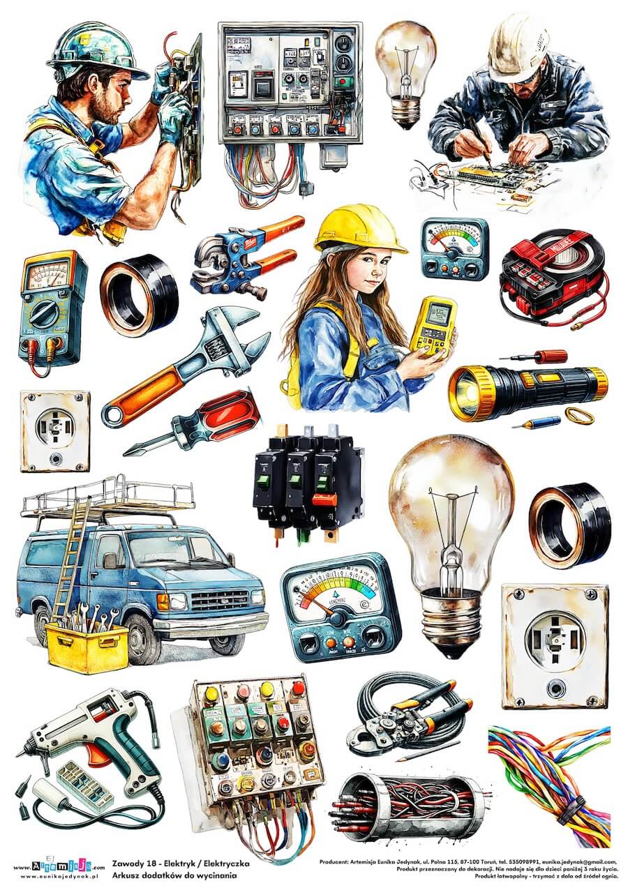 Arkusz dodatków do wycinania - Zawody 18 - Elektryk / Elektryczka