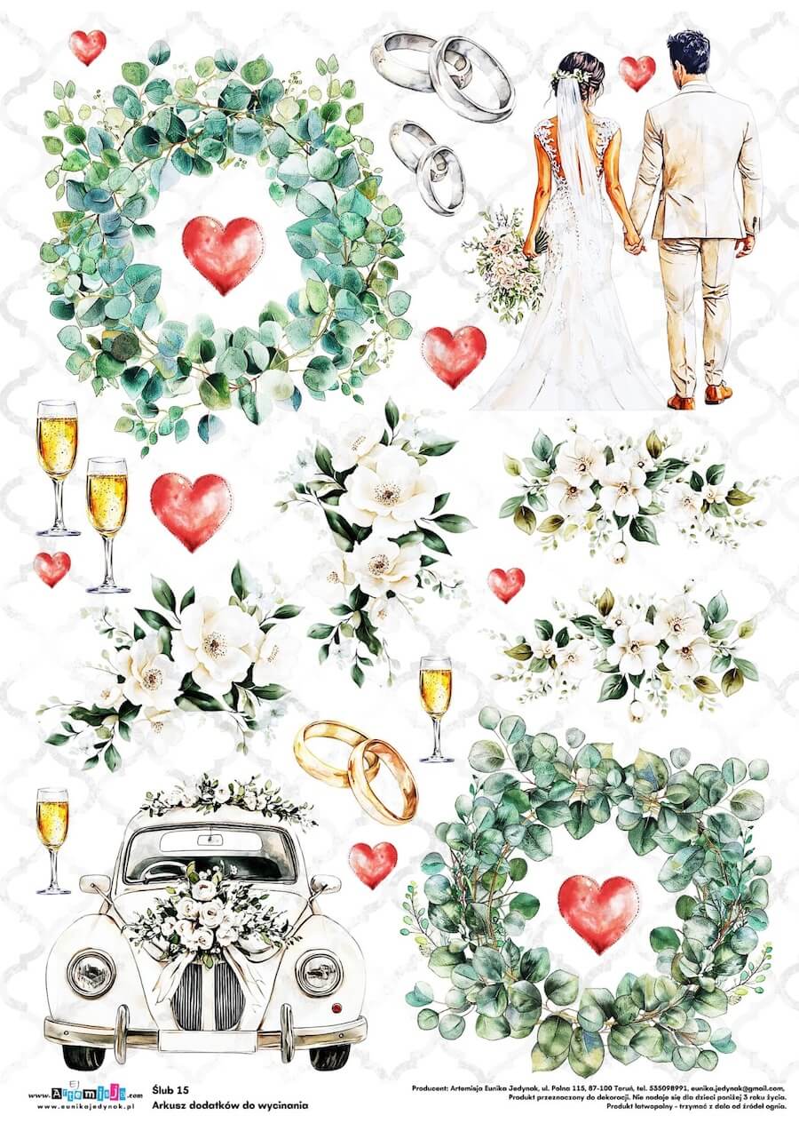 Arkusz dodatków do wycinania - Ślub 15
