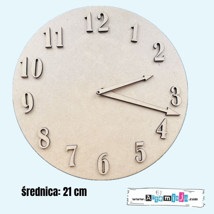 HDF ZEGAR - Tarcza zegara + cyferki + wskazówki 21 cm