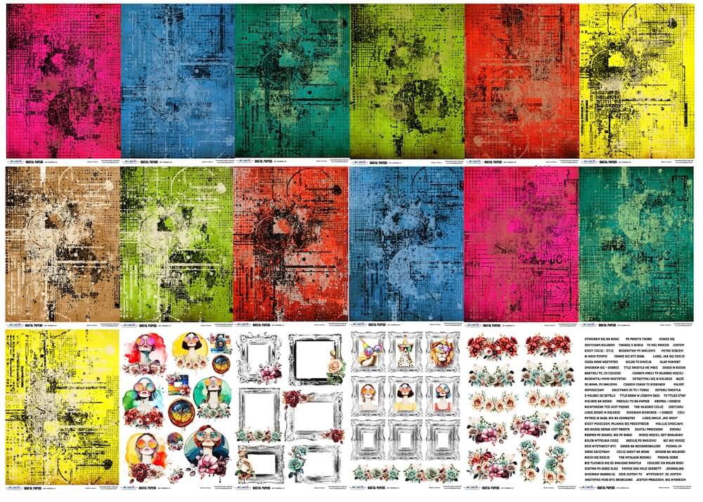 ART JOURNAL - ZESTAW PAPIERÓW DO DRUKU ARTEMISJA DIGITAL - 18 arkuszy - obrazek 2