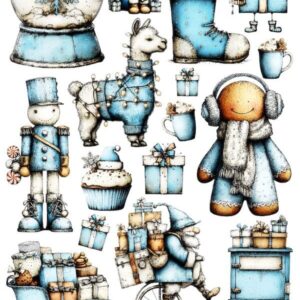 Arkusz dodatków do wycinania - Boże Narodzenie 42 - Błękitne