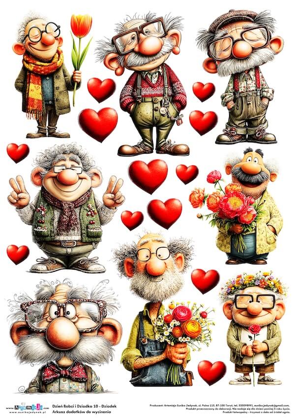 Arkusz dodatków do wycinania - Dzień Babci i Dziadka 10 - Dziadek