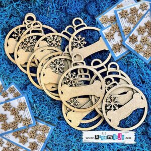 Prezent gwiazdkowy dla klientów - 1 szt. Bombka, kość, śnieżynka - personalizacja wzoru + etykieta, sznurek, folijka