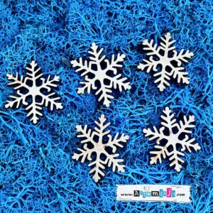 Element dekoracyjny z HDF – Śnieżynki – wysokość 4,0 cm - 5 szt.