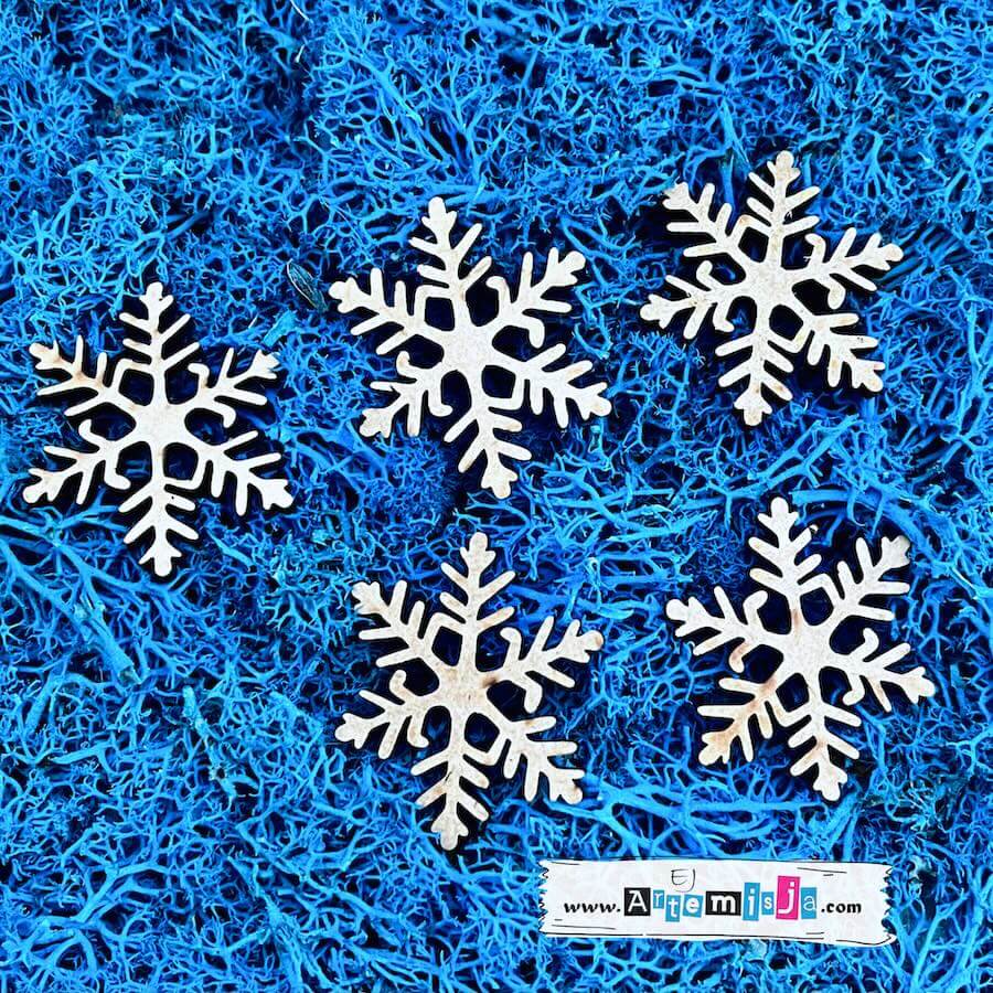 Element dekoracyjny z HDF – Śnieżynki – wysokość 4,0 cm - 5 szt.