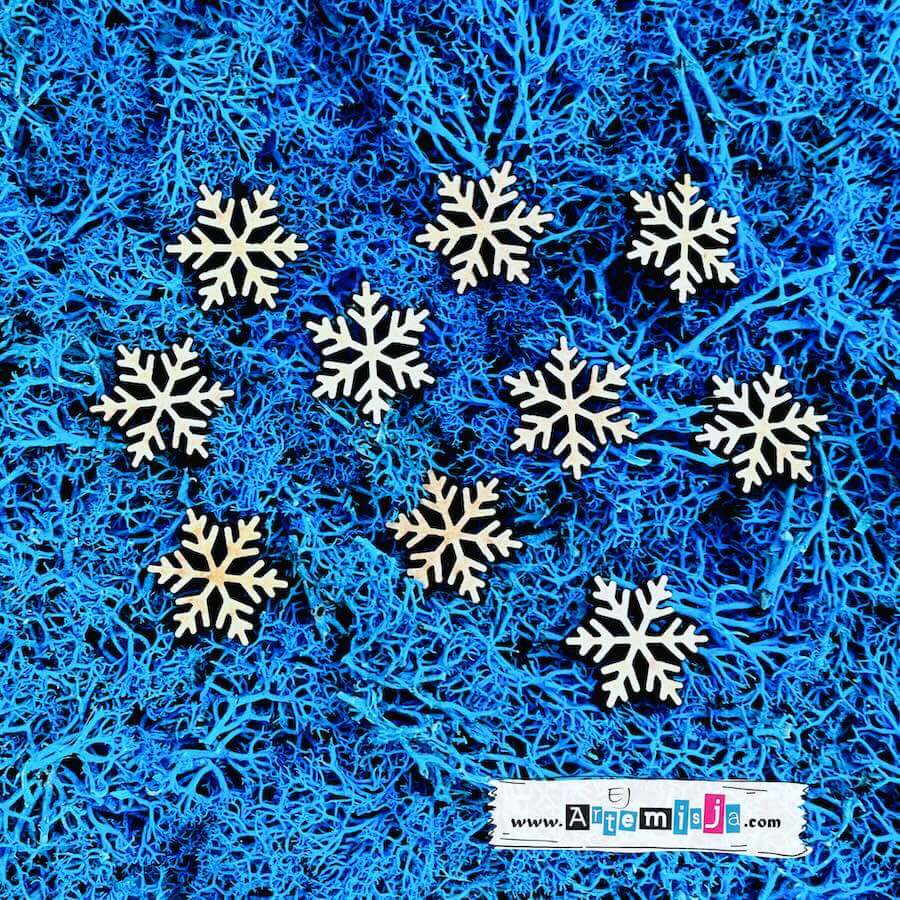 Element dekoracyjny z HDF – Śnieżynki – wysokość 2,1 cm - 10 szt.