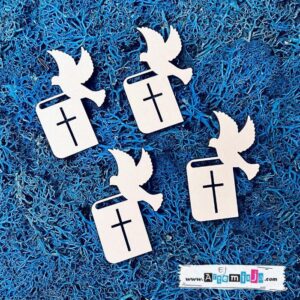 Tekturka: Komunia / Chrzest 13 - Biblia, krzyż, gołębica