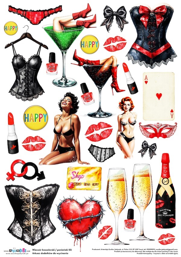 Arkusz dodatków do wycinania - Wieczór kawalerski / panieński 03