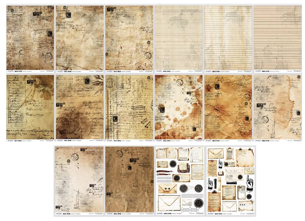 STARE LISTY - ZESTAW PAPIERÓW DO DRUKU ARTEMISJA DIGITAL - 16 arkuszy - obrazek 2