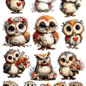 Arkusz dodatków do wycinania - Słodkie sówki 06