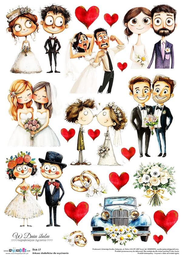 Arkusz dodatków do wycinania - Ślub 17
