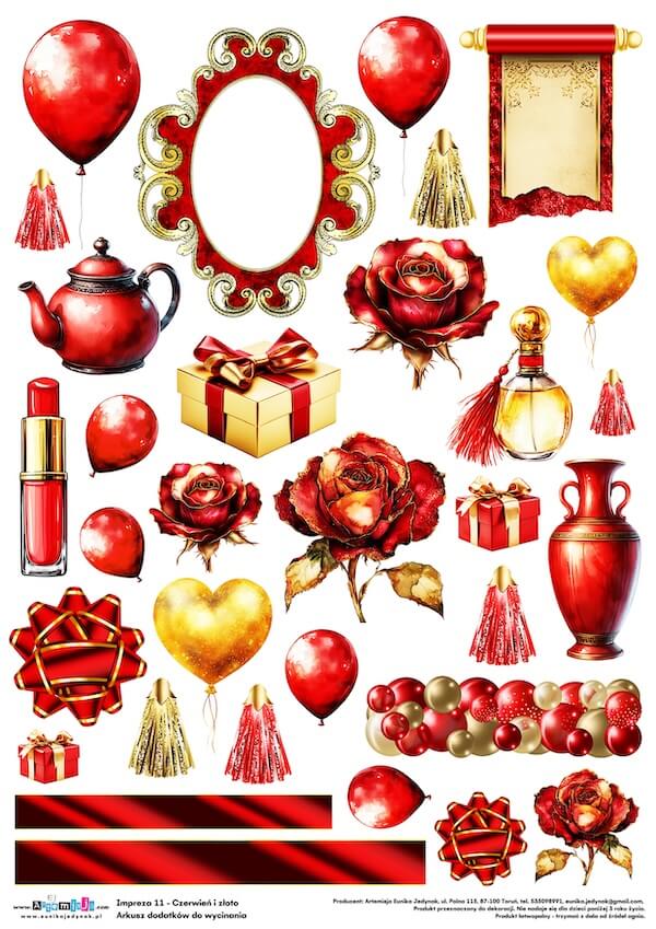 Arkusz dodatków do wycinania - Impreza 11 - Czerwień i złoto