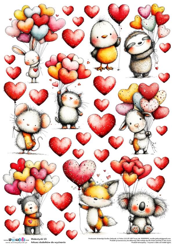 Arkusz dodatków do wycinania - Walentynki 13