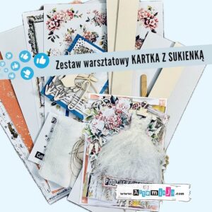 Kartka z sukienką 3D - Zestaw materiałów warsztatowych