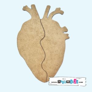 Baza do zdobienia - SERCE prawdziwe, anatomiczne 2 połówki HDF 20,0 cm x  13,5 cm