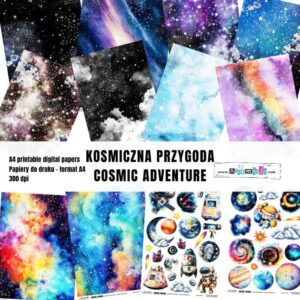 KOSMICZNA PRZYGODA - ZESTAW PAPIERÓW DO DRUKU ARTEMISJA DIGITAL - 12 arkuszy