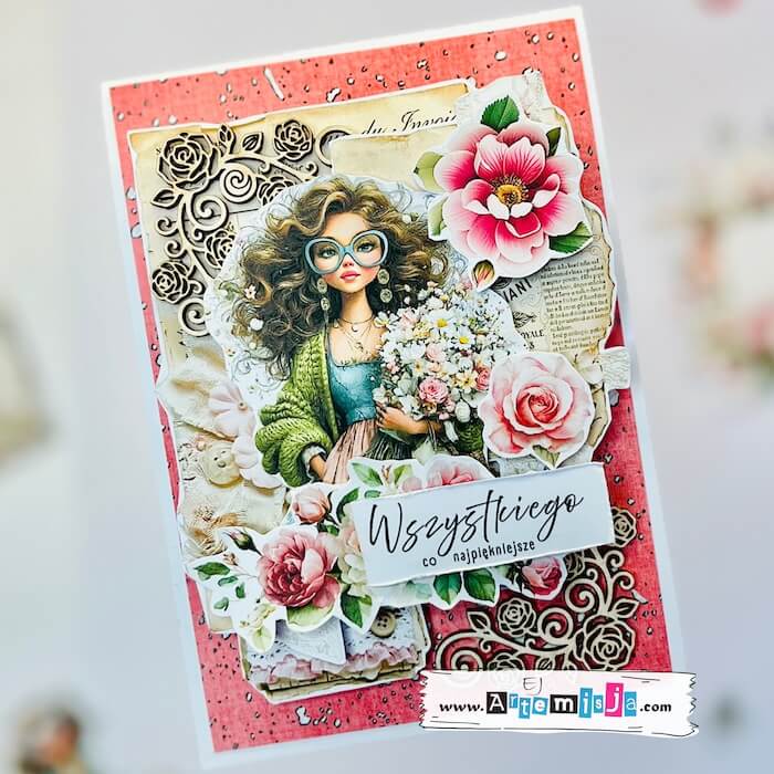 Zestaw - Make a Card 01 - Vintage Rose - Arkusz dodatków do wycinania - obrazek 2