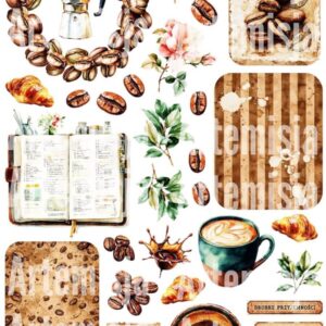 Arkusz Make a Card 06 – Coffee – Kawa – Arkusz dodatków do wycinania