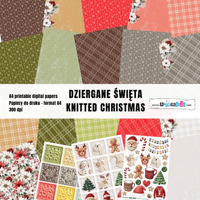 DZIERGANE ŚWIĘTA - ZESTAW PAPIERÓW DO DRUKU ARTEMISJA DIGITAL - 20 arkuszy