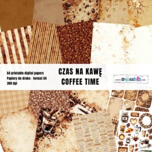 CZAS NA KAWĘ - ZESTAW PAPIERÓW DO DRUKU ARTEMISJA DIGITAL - 17 arkuszy