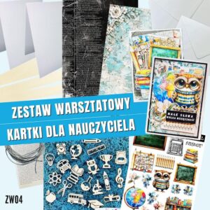 Zestaw warsztatowy ZW04 - 2 kartki dla nauczyciela (bazy, papiery, grafiki, tekturki, napisy, beermata, sznurek)