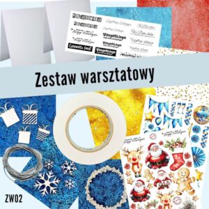 Zestaw warsztatowy ZW02 - 2 kartki okolicznościowe (bazy, papiery, grafiki, tekturki, napisy i dodatki)