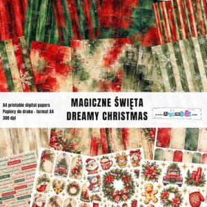 MAGICZNE ŚWIĘTA - DREAMY CHRISTMAS - ZESTAW PAPIERÓW DO DRUKU ARTEMISJA DIGITAL - 18 arkuszy